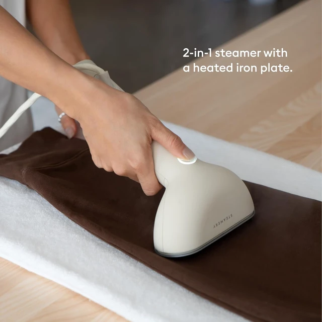 Alt view image 5 of 6 - Steamery Handheld Clothes Steamer Cirrus 3, 1200W, US Plug, Heated Ironing Plate, Fast Heat Up, Garment Wrinkle Remover, Beige