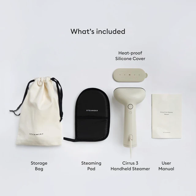 Alt view image 6 of 6 - Steamery Handheld Clothes Steamer Cirrus 3, 1200W, US Plug, Heated Ironing Plate, Fast Heat Up, Garment Wrinkle Remover, Beige