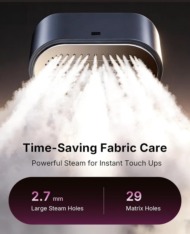 Alt view image 4 of 7 - Jack & Rose Steamer for Clothes, 90g/min Boost and 38g/min Continious Steam, 29 Large Holes Powerful Steamer, 220ml Garments Capacity 2-in-1 Handheld Steaming & lroning, Cleaning Brush