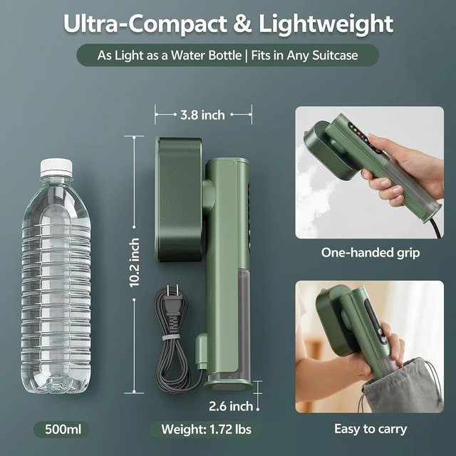 Alt view image 3 of 7 - Travel Steamer for Clothes, Dual Voltage 100-240V, Portable Steamer & Iron