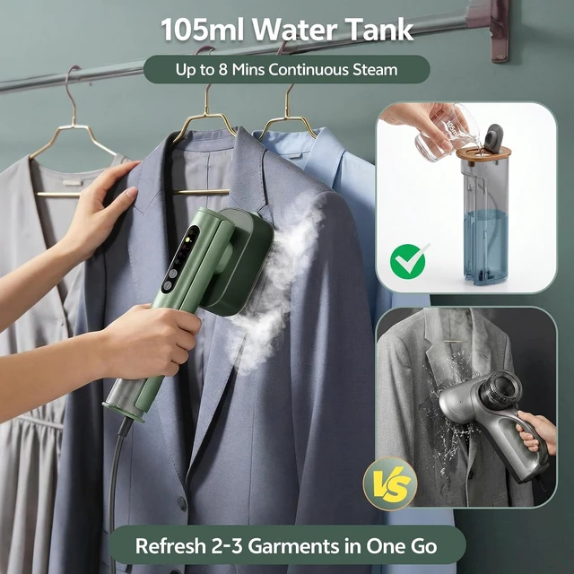 Alt view image 4 of 7 - Travel Steamer for Clothes, Dual Voltage 100-240V, Portable Steamer & Iron