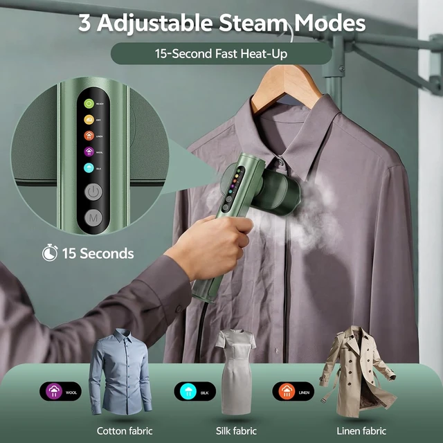 Alt view image 6 of 7 - Travel Steamer for Clothes, Dual Voltage 100-240V, Portable Steamer & Iron