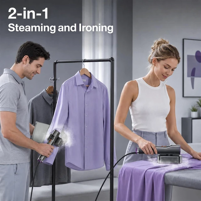 Alt view image 2 of 7 - Travel Steamer for Clothes,110-220V Portable Handheld Garment Steamer
