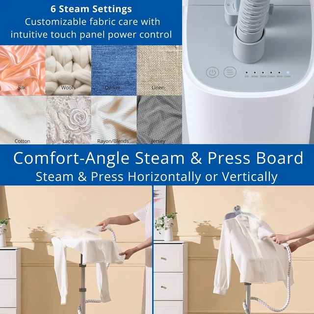 Alt view image 5 of 6 - SALAV Upright Complete Garment Steamer with Smart Auto-Off, Large Rotating Board for Comfort, LED Display, 6 Steam Settings, and Premium Triangular Nozzle (Gray, Complete)