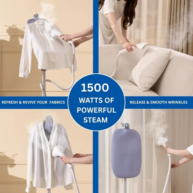 Alt view image 6 of 6 - SALAV Upright Complete Garment Steamer with Smart Auto-Off, Large Rotating Board for Comfort, LED Display, 6 Steam Settings, and Premium Triangular Nozzle (Gray, Complete)