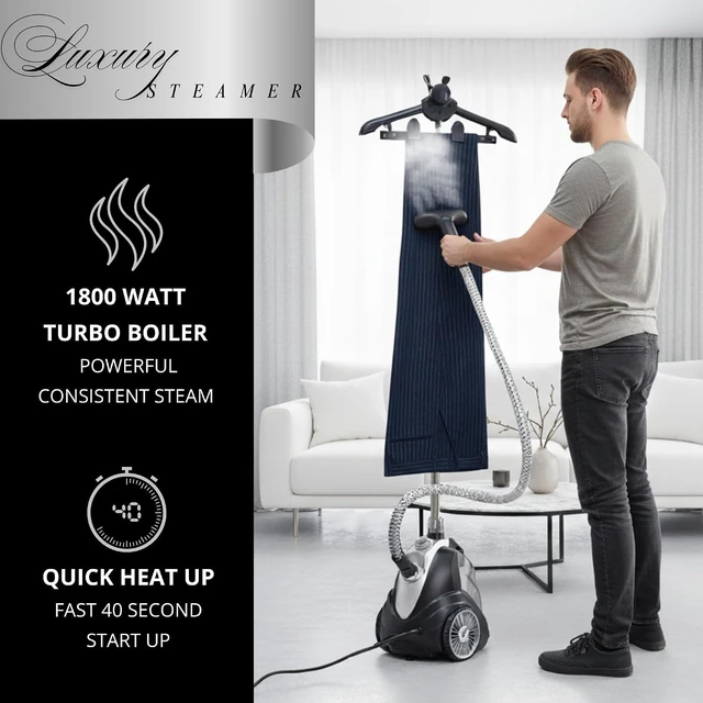 Alt view image 2 of 6 - True & Tidy Luxury Standing Garment Steamer with 10 Steam Settings, Smart Auto Shut-Off 1800 Watt Powerful Clothes Steamer, Fast Heat Up, Wrinkle Removal for Home and Business Use