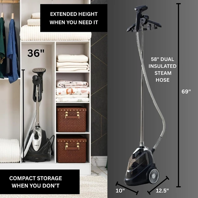 Alt view image 4 of 6 - True & Tidy Luxury Standing Garment Steamer with 10 Steam Settings, Smart Auto Shut-Off 1800 Watt Powerful Clothes Steamer, Fast Heat Up, Wrinkle Removal for Home and Business Use