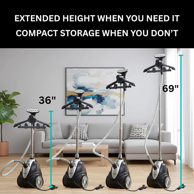 Alt view image 6 of 6 - True & Tidy Luxury Standing Garment Steamer with 10 Steam Settings, Smart Auto Shut-Off 1800 Watt Powerful Clothes Steamer, Fast Heat Up, Wrinkle Removal for Home and Business Use