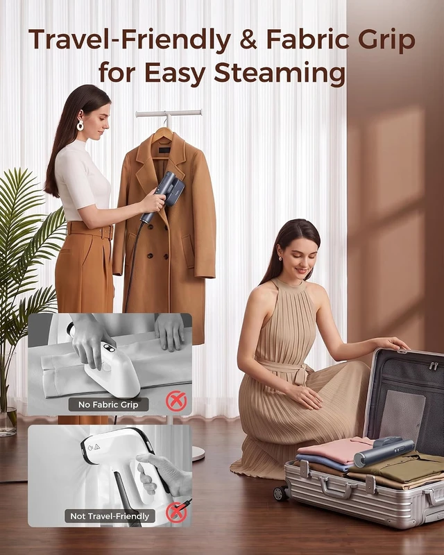 Alt view image 6 of 7 - Vacuum Steamer for Clothes, Handheld Travel Garment Steamer with Suction