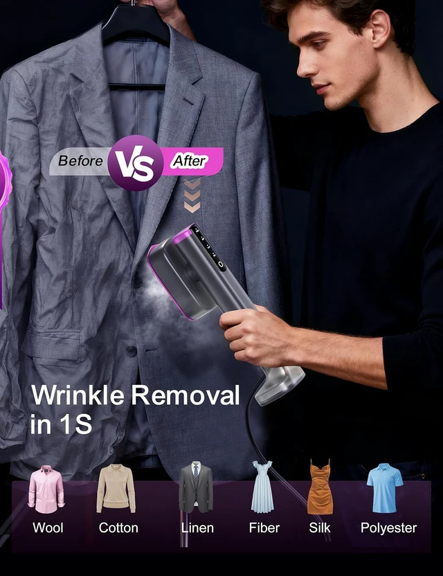 Alt view image 4 of 7 - Sundu Travel Steamer for Clothes,(180 ml+100 ml) 2 Tanks,Wrinkle Removal