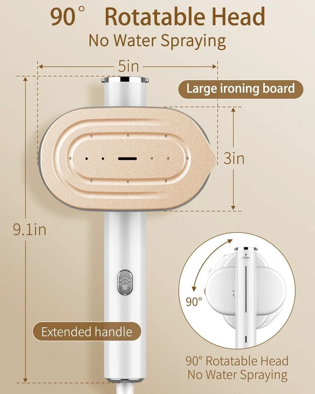 Alt view image 2 of 7 - Steamer for Clothes, Portable Handheld Travel Steamer 1200W, White