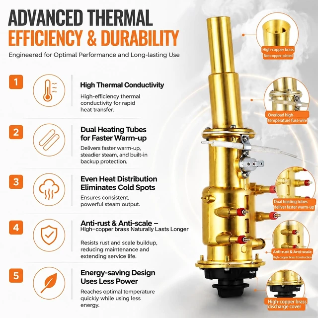 Alt view image 2 of 7 - High-Copper Brass Heater Commercial & Home Use Standing Garment Steamer
