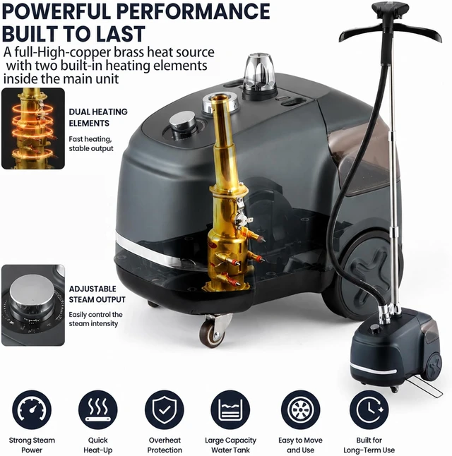 Alt view image 3 of 7 - High-Copper Brass Heater Commercial & Home Use Standing Garment Steamer