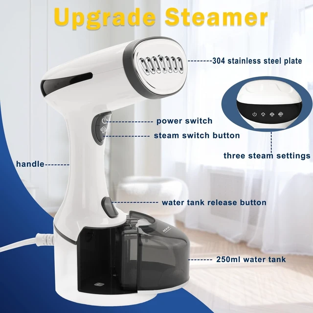 Alt view image 2 of 7 - Steamer for Clothes, Quick Heat Up Handheld Garment Steamer, Portable Colthes Fabric Wrinkles Remover, Travel Steamer Iron for Home