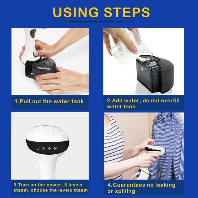 Alt view image 5 of 7 - Steamer for Clothes, Quick Heat Up Handheld Garment Steamer, Portable Colthes Fabric Wrinkles Remover, Travel Steamer Iron for Home