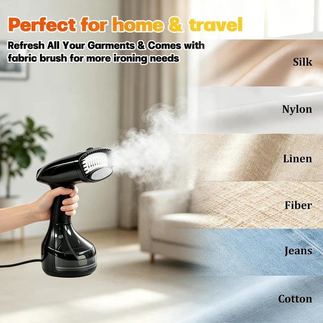 Alt view image 6 of 6 - Handheld Steamer for Clothes, 1800W Powerful Steam & Fast Wrinkle Remover