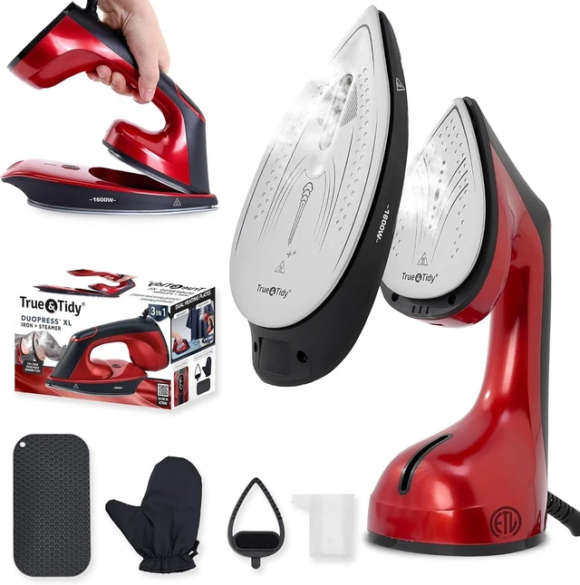 Main image of True & Tidy DuoPress XL 2-in-1 Clothes Steamer & Iron, 1600W Powerful Turbo Steam, Large Ceramic Plate, Smart Temperature Control, 3 Steam Modes