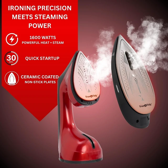 Alt view image 3 of 7 - True & Tidy DuoPress XL 2-in-1 Clothes Steamer & Iron, 1600W Powerful Turbo Steam, Large Ceramic Plate, Smart Temperature Control, 3 Steam Modes