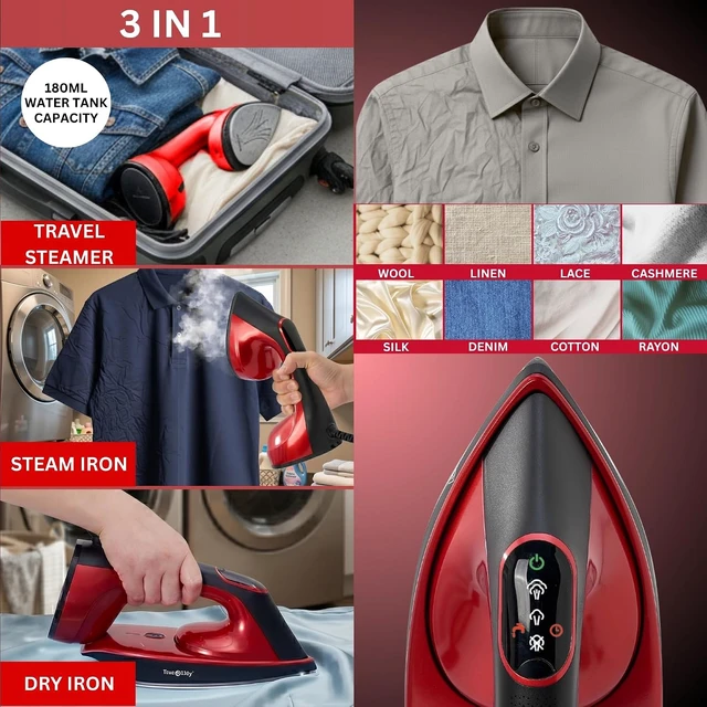 Alt view image 5 of 7 - True & Tidy DuoPress XL 2-in-1 Clothes Steamer & Iron, 1600W Powerful Turbo Steam, Large Ceramic Plate, Smart Temperature Control, 3 Steam Modes