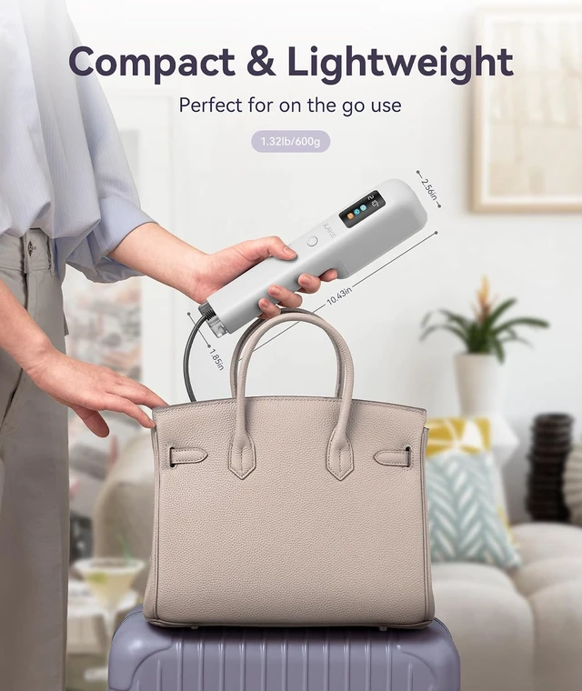 Alt view image 2 of 7 - Travel Steamer for Clothes, 100-240V Dual Voltage Handheld Steamer & Iron 2-in-1, Digital Display, 20s Heat Up, Auto Shut-Off, Worldwide Use for Home & Business Travel (White)