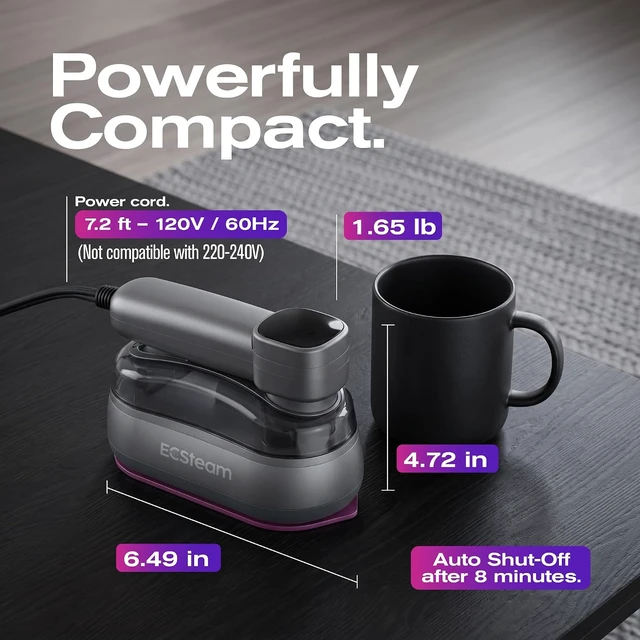 Alt view image 3 of 7 - Elite Handheld Garment Steamer for Clothes 2-in-1 Steam Iron