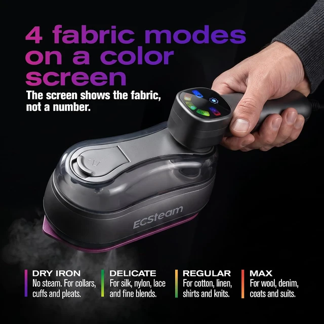Alt view image 4 of 7 - Elite Handheld Garment Steamer for Clothes 2-in-1 Steam Iron