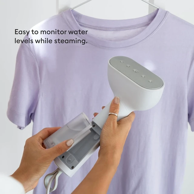 Alt view image 5 of 6 - Steamery Handheld Clothes Steamer Cirrus Core, 1350W, Steam Output 0.74 oz/min, Heat up in 15 Seconds, Dry Steam Technology, Hanging Loop, Visible Water Tank, Portable, Scandinavian Design (White)