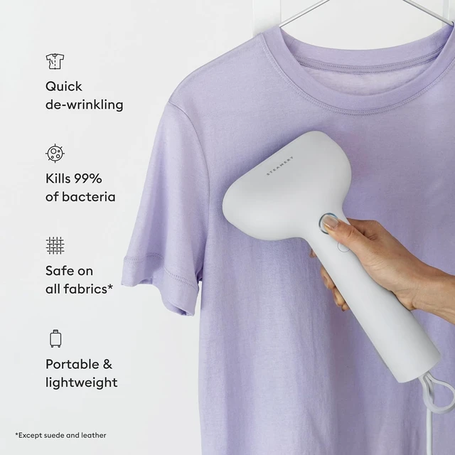 Alt view image 3 of 6 - Steamery Handheld Clothes Steamer Cirrus Core, 1350W, Steam Output 0.74 oz/min, Heat up in 15 Seconds, Dry Steam Technology, Hanging Loop, Visible Water Tank, Portable, Scandinavian Design (White)
