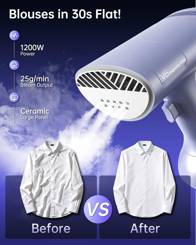 Alt view image 3 of 7 - Morus Vacuum Steamer for Clothes, 3600Pa Suction Handheld Clothes Steamer, Remove Dust, 1200W Portable Steamer for Home and Travel, Steamer Iron 2 In 1, 170ml Water Tank (110-120V)