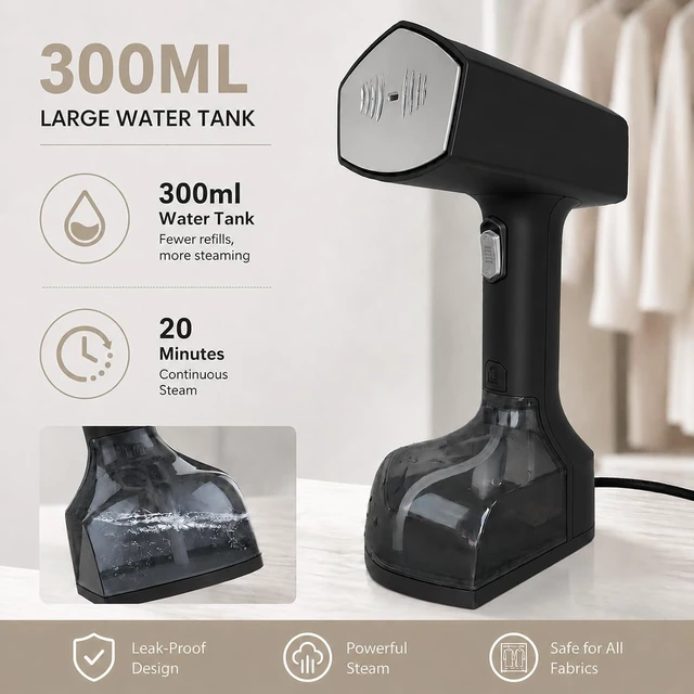 Alt view image 2 of 7 - 2-in-1 Clothes Steamer & Iron, 1200W, 300ml Tank, 4 Modes, LCD