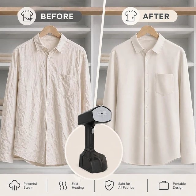 Alt view image 5 of 7 - 2-in-1 Clothes Steamer & Iron, 1200W, 300ml Tank, 4 Modes, LCD