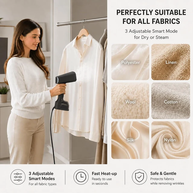 Alt view image 6 of 7 - 2-in-1 Clothes Steamer & Iron, 1200W, 300ml Tank, 4 Modes, LCD