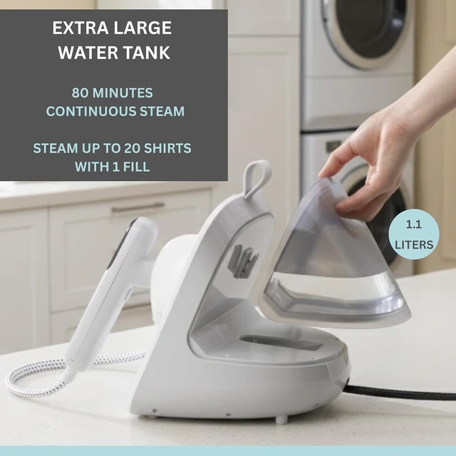 Alt view image 7 of 7 - SALAV DuoPress Smart Deluxe Steam Station, Garment Steamer & Iron, 6ft Extra-Long Hose, Auto-Off Safety, Digital Display, 7 Steam Levels, 1.1L Water Tank, Dry Iron Mode & Steam Burst