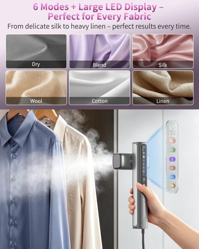 Alt view image 4 of 7 - Steamer for Clothes, 1200W Dual Voltage Portable Travel Steamer