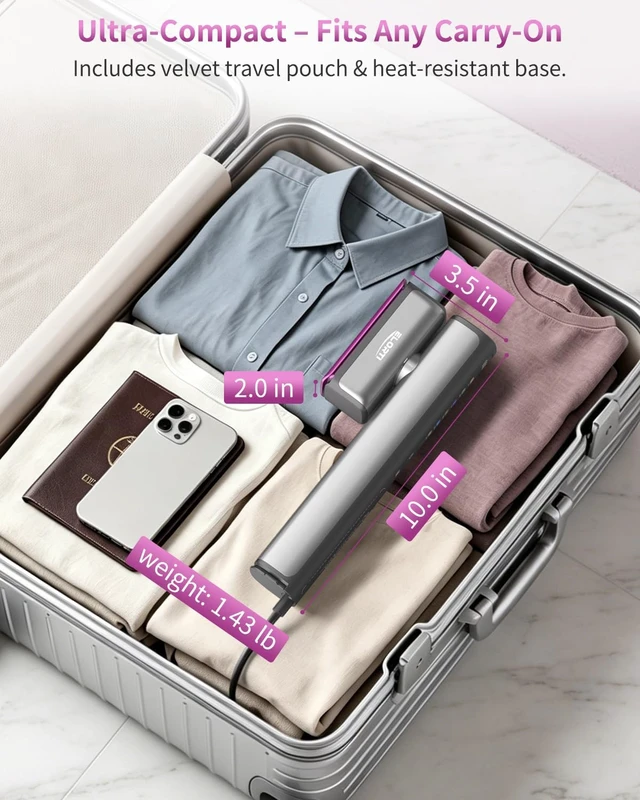 Alt view image 7 of 7 - Steamer for Clothes, 1200W Dual Voltage Portable Travel Steamer