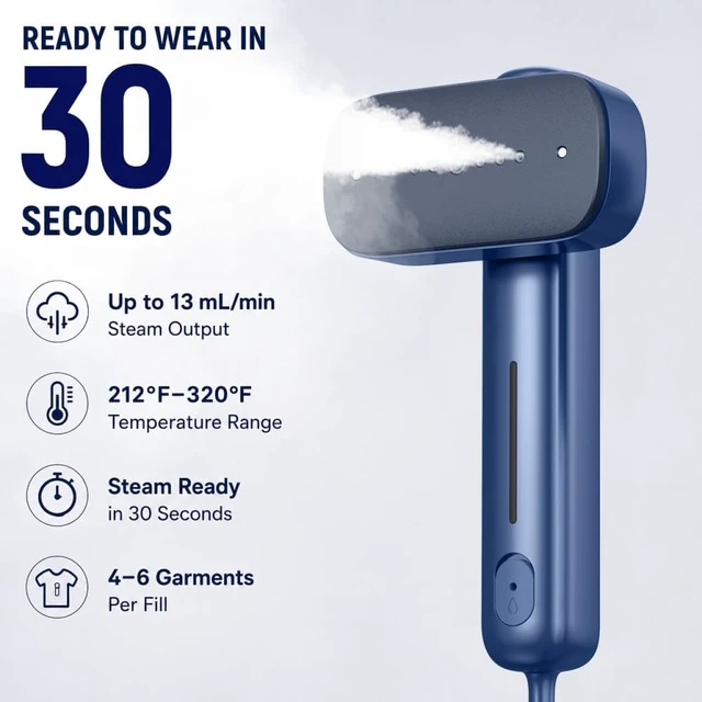 Alt view image 4 of 7 - Global Travel Steamer for Clothes, Dual Voltage 2-in-1 mini-Steamer & Iron