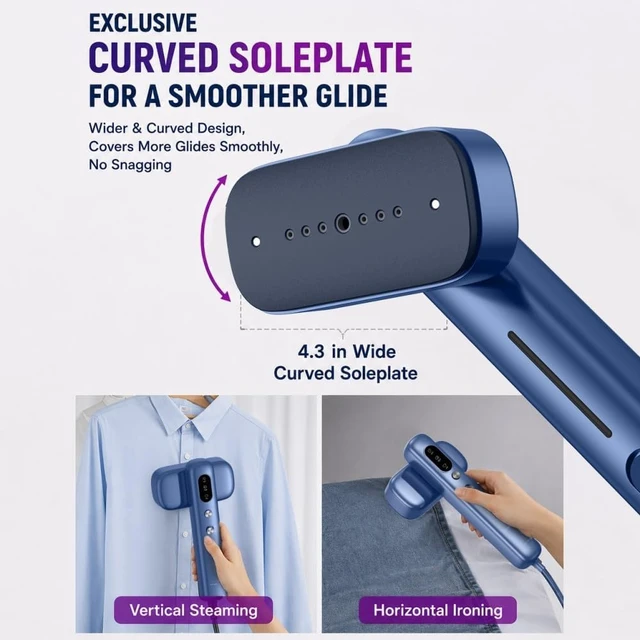 Alt view image 5 of 7 - Global Travel Steamer for Clothes, Dual Voltage 2-in-1 mini-Steamer & Iron