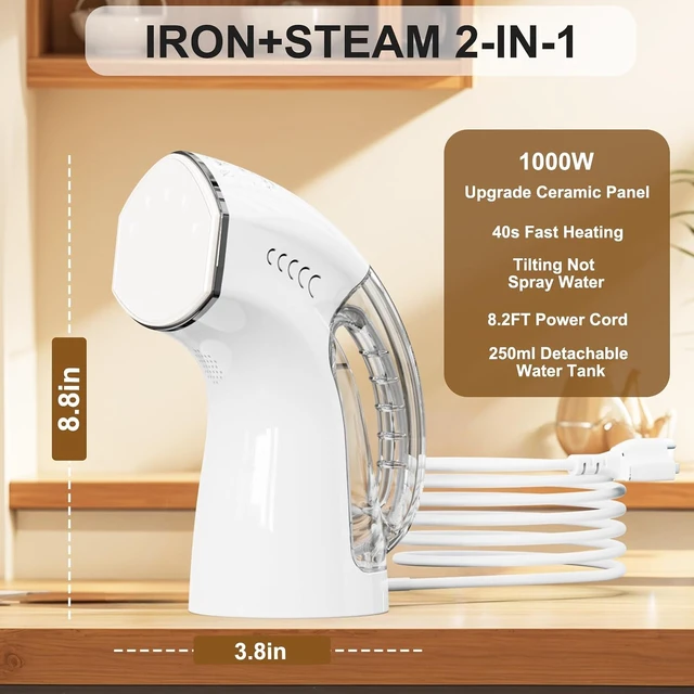 Alt view image 3 of 7 - Handheld Travel Steamer for Clothes with Removable Tank,Cool Touch, No Burn