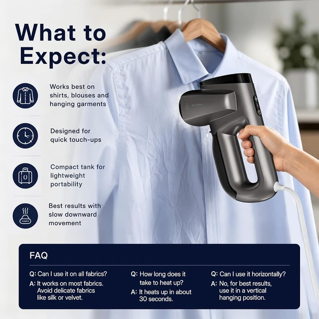 Alt view image 2 of 7 - GKJ Vacuum Steamer for Clothes, Handheld Clothes Steamer, 2in1 Steamer & Iron, Portable Travel Garment Steamer, Lightweight, for Quick Wrinkle Removal (110-120V Use)