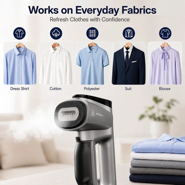Alt view image 6 of 7 - GKJ Vacuum Steamer for Clothes, Handheld Clothes Steamer, 2in1 Steamer & Iron, Portable Travel Garment Steamer, Lightweight, for Quick Wrinkle Removal (110-120V Use)
