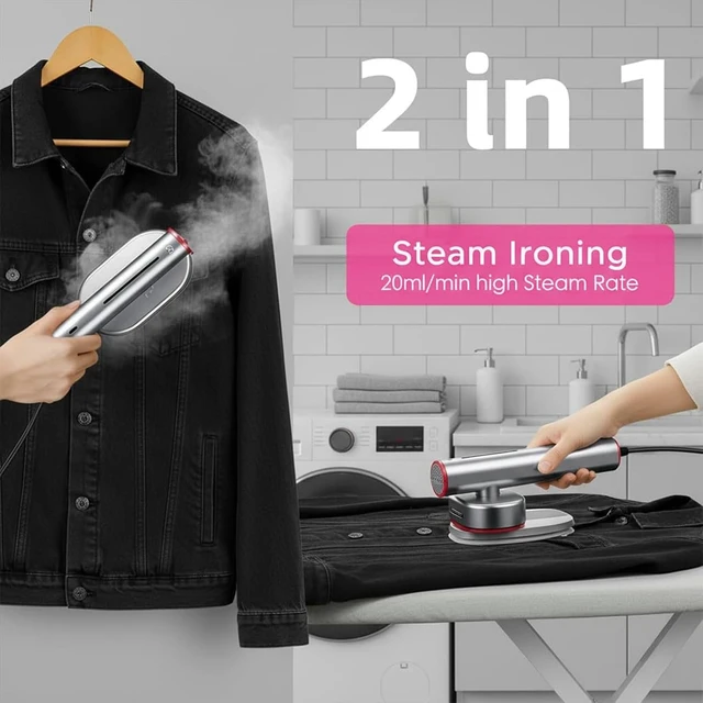 Alt view image 4 of 7 - Travel Steamer for Clothes, 2-in-1 Handheld Garment Steamer 1200W