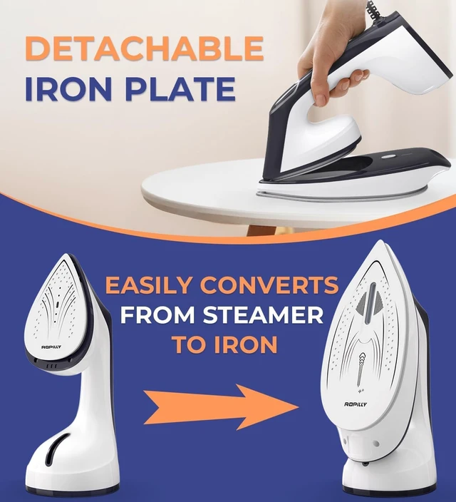 Alt view image 2 of 7 - Steam Iron for Clothes, 1600W 2-in-1 Iron & Steamer with Detachable Ceramic Soleplate, Converts from Steamer to in Seconds, Auto-Off, Self-Cleaning, Wrinkle Remover for All Fabrics