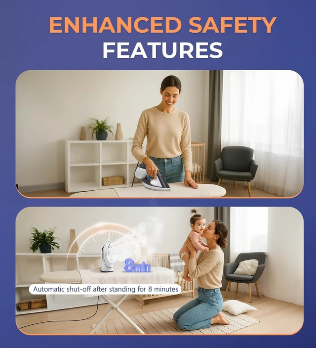 Alt view image 5 of 7 - Steam Iron for Clothes, 1600W 2-in-1 Iron & Steamer with Detachable Ceramic Soleplate, Converts from Steamer to in Seconds, Auto-Off, Self-Cleaning, Wrinkle Remover for All Fabrics