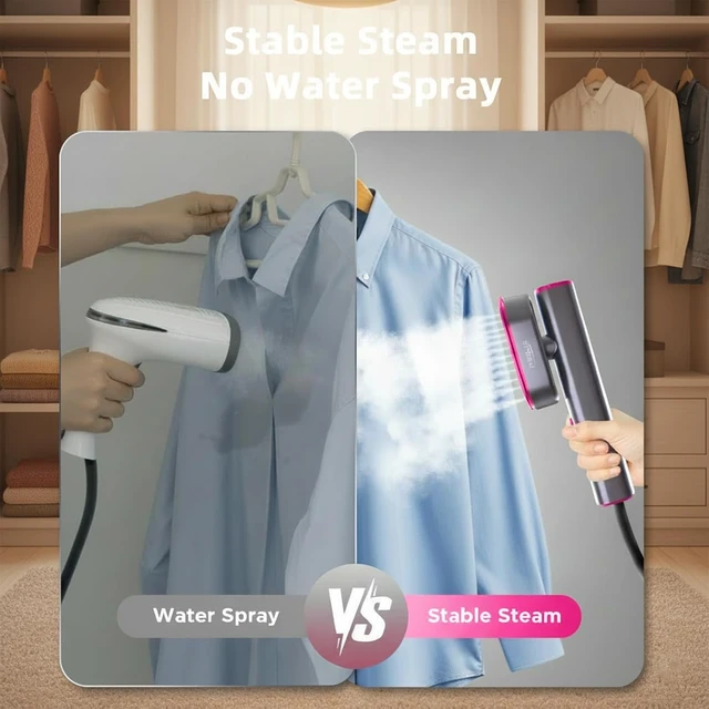 Alt view image 3 of 7 - ELORTI Portable Steamer for Clothes, Mini Travel Handheld Steamer 2 in 1-1200W Steam 10S, 90 Rotatable Handle, Foldable Lightweight Garment Steamer for Business Trip Vacation Cruise