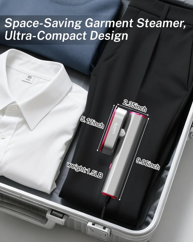 Alt view image 5 of 7 - ELORTI Portable Steamer for Clothes, Mini Travel Handheld Steamer 2 in 1-1200W Steam 10S, 90 Rotatable Handle, Foldable Lightweight Garment Steamer for Business Trip Vacation Cruise