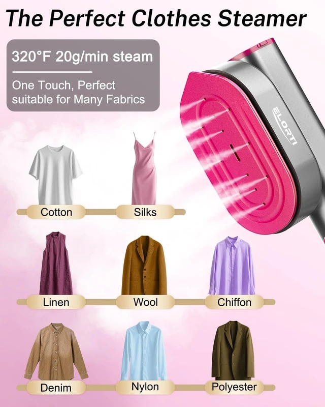 Alt view image 7 of 7 - ELORTI Portable Steamer for Clothes, Mini Travel Handheld Steamer 2 in 1-1200W Steam 10S, 90 Rotatable Handle, Foldable Lightweight Garment Steamer for Business Trip Vacation Cruise