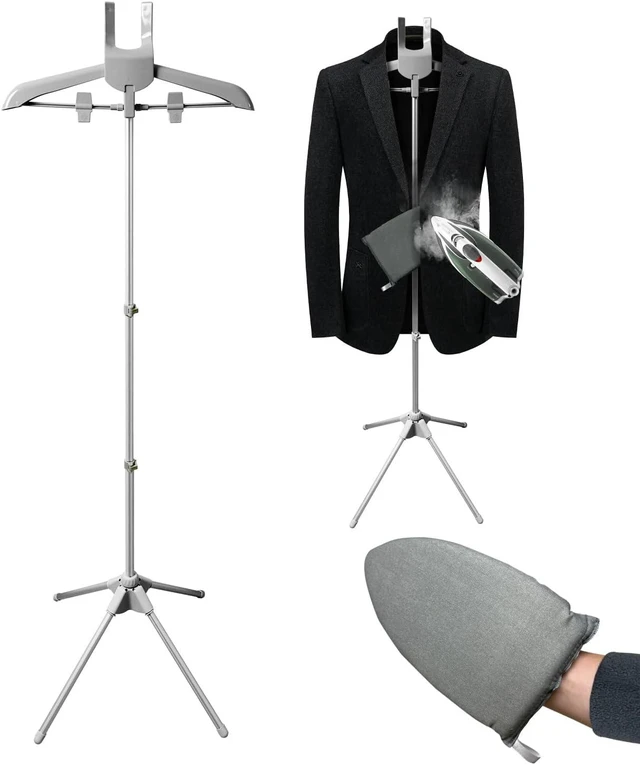 Main image of Garment Steamer Hanger with Ironing Glove, Portable Steamer Rack for Clothes, Garment Rack for Steaming Clothes Adjustable Handheld Hanging Ironing Clothes Stand