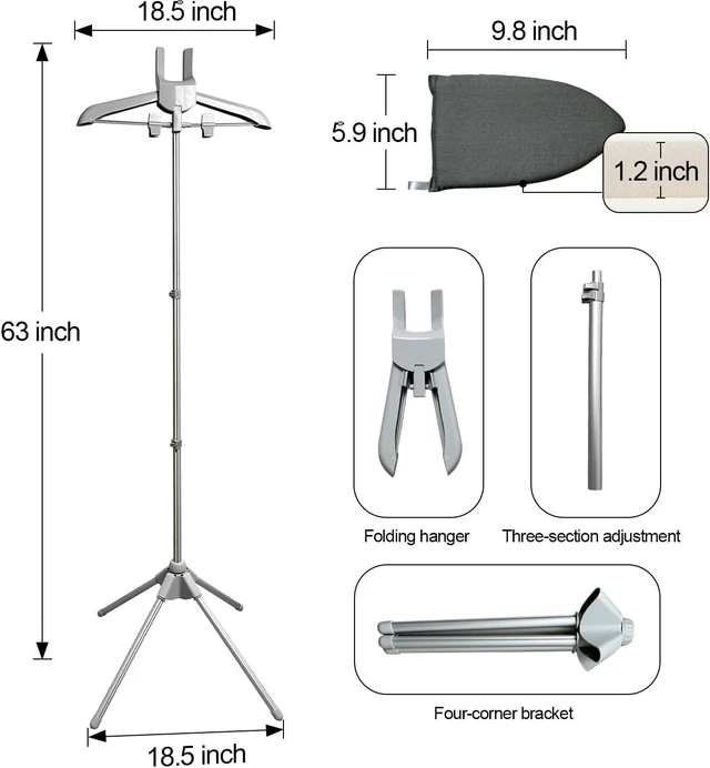 Alt view image 6 of 7 - Garment Steamer Hanger with Ironing Glove, Portable Steamer Rack for Clothes, Garment Rack for Steaming Clothes Adjustable Handheld Hanging Ironing Clothes Stand
