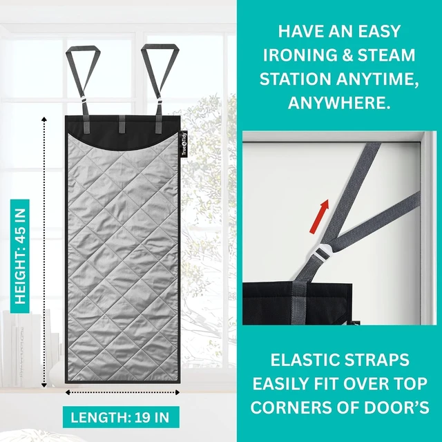 Alt view image 2 of 7 - True & Tidy XL Over the Door Protective Clothes Steamer Pad, Ironing and Press Pad, Helps Protect Surfaces While Garment Steaming, with 3 Hanger Hooks