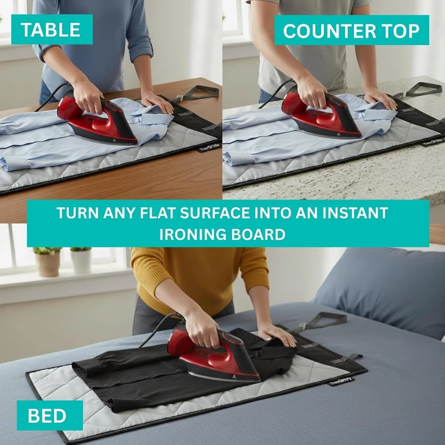 Alt view image 4 of 7 - True & Tidy XL Over the Door Protective Clothes Steamer Pad, Ironing and Press Pad, Helps Protect Surfaces While Garment Steaming, with 3 Hanger Hooks
